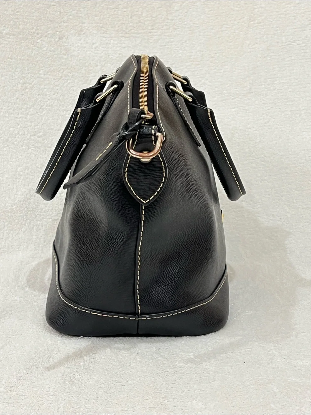 Dooney & Bourke Black Pebble Grain Leather Zip Zip Satchel